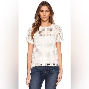 Maison Scotch Miami Deco Eyelet Tee in Ivory Size 1 / Small